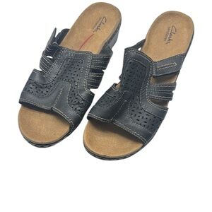 Clarks Bendables Lexi Black Leather Sandal Size Medium Size 11W